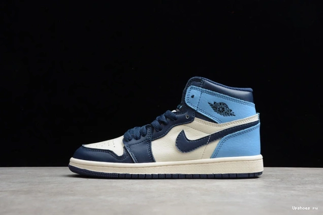 (555088-140) Jordan 1 Air Blue Kids Obsidian University 0818
